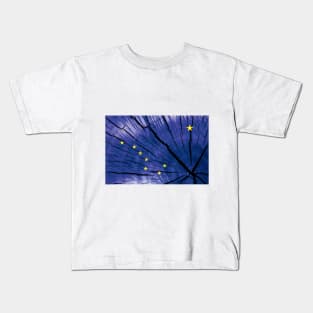 Alaska Wood Flag Kids T-Shirt